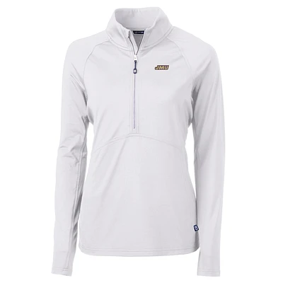 Women's Cutter & Buck White James Madison Dukes Adapt Eco Knit Half-Zip Pullover Jacket