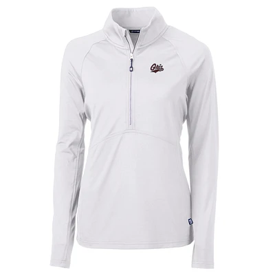 Women's Cutter & Buck White Montana Grizzlies Adapt Eco Knit Half-Zip Pullover Jacket