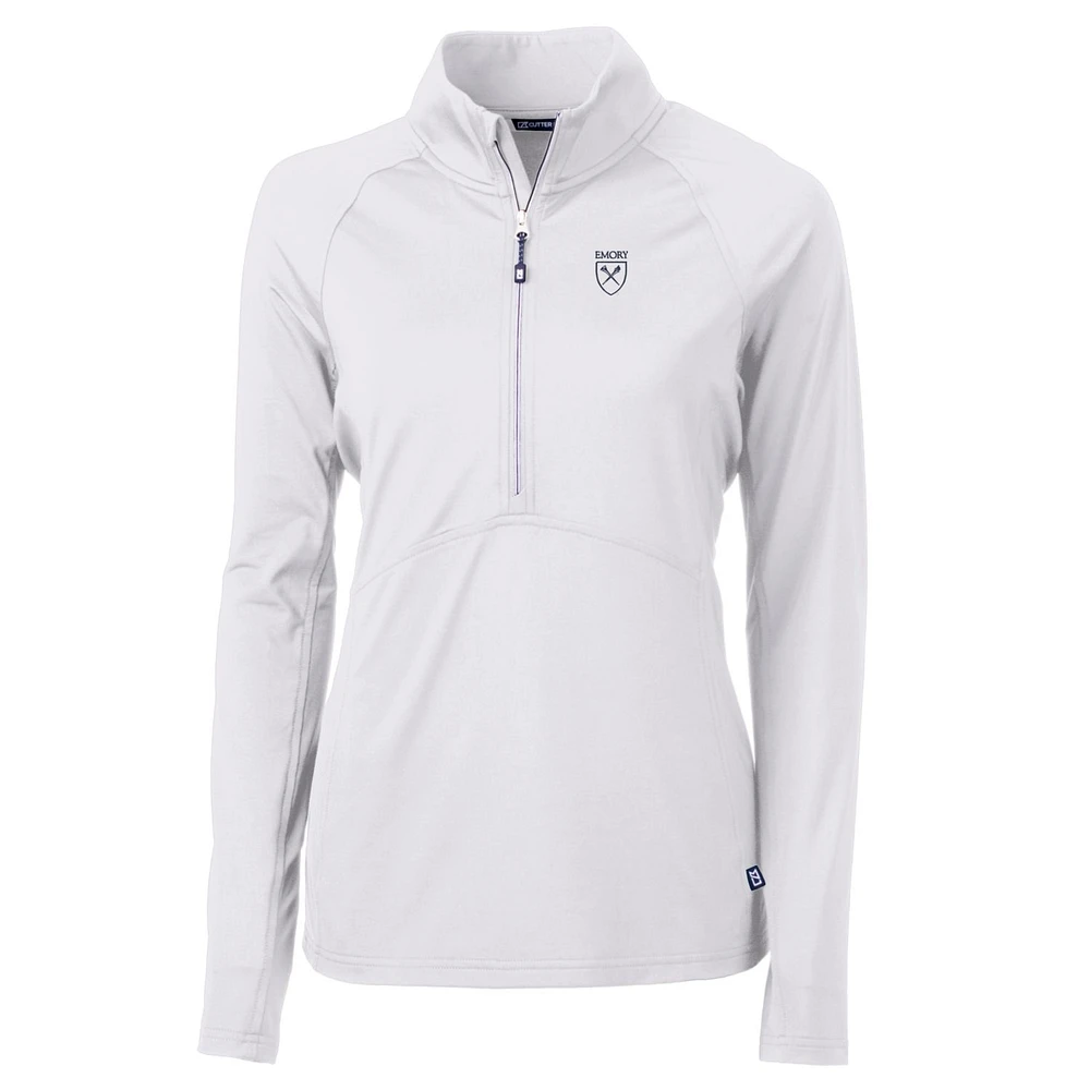 Women's Cutter & Buck White Emory Eagles Adapt Eco Knit Half-Zip Pullover Jacket