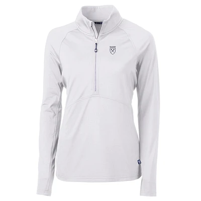 Women's Cutter & Buck White Emory Eagles Adapt Eco Knit Half-Zip Pullover Jacket