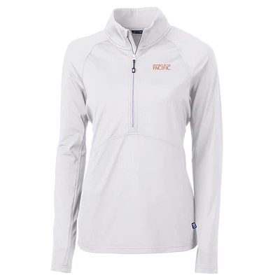 Women's Cutter & Buck White Pacific Tigers Adapt Eco Knit Half-Zip Pullover Jacket