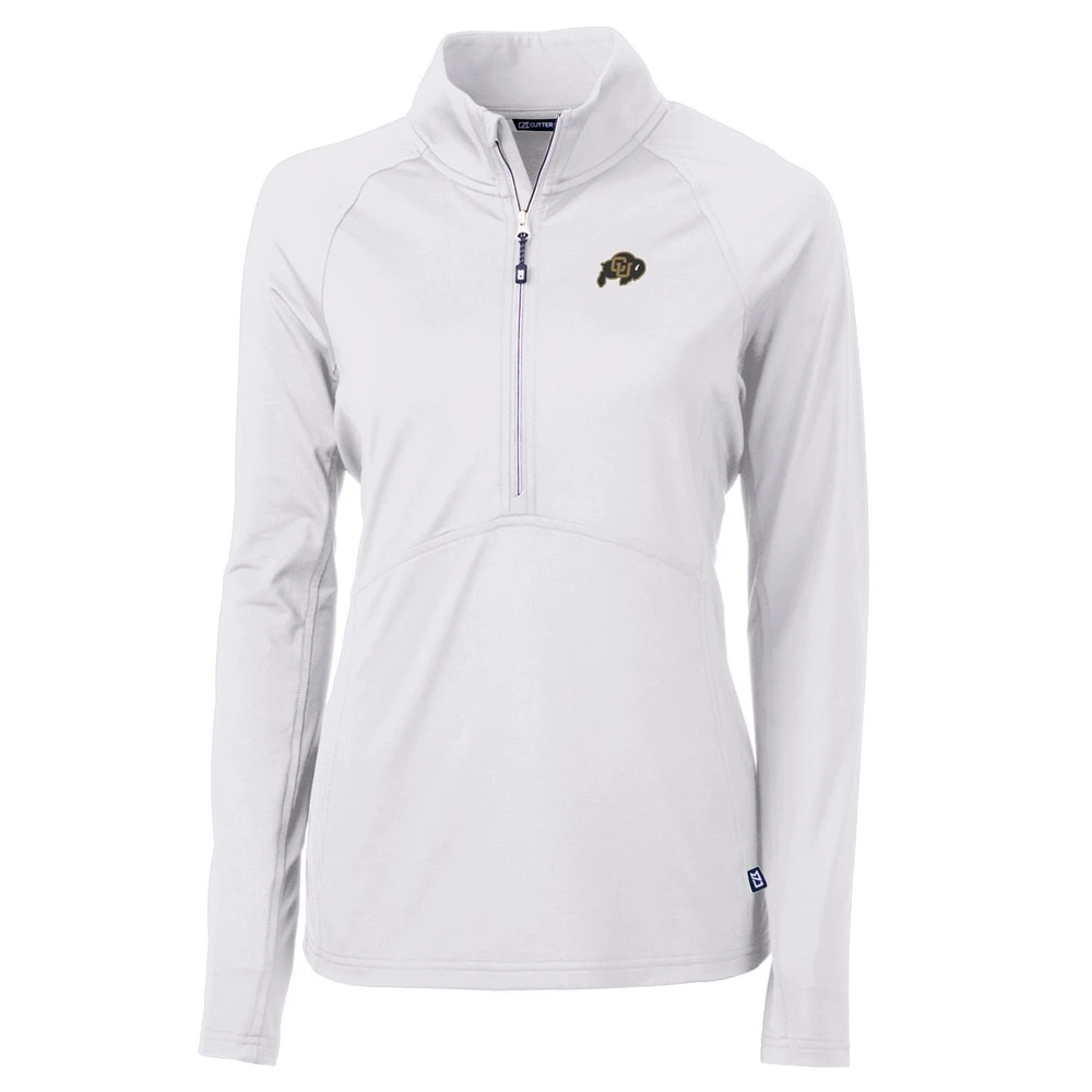Women's Cutter & Buck White Colorado Buffaloes Adapt Eco Knit Half-Zip Pullover Jacket