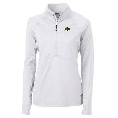 Women's Cutter & Buck White Colorado Buffaloes Adapt Eco Knit Half-Zip Pullover Jacket