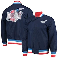 Men's Houston Rockets Navy Mitchell & Ness Hardwood Classics 75th Anniversary Authentic Warmup Full-Snap Jacket