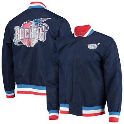 Men's Houston Rockets Navy Mitchell & Ness Hardwood Classics 75th Anniversary Authentic Warmup Full-Snap Jacket