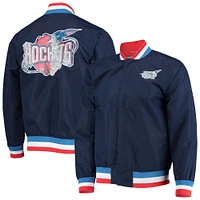 Men's Houston Rockets Navy Mitchell & Ness Hardwood Classics 75th Anniversary Authentic Warmup Full-Snap Jacket
