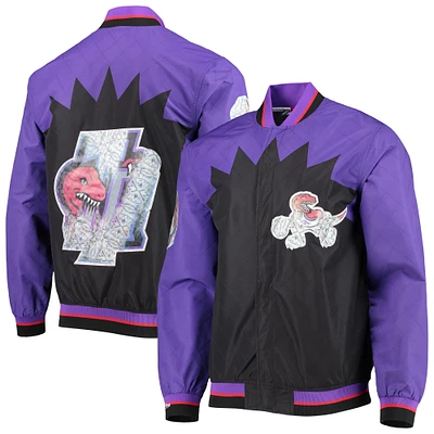 Men's Toronto Raptors Black Mitchell & Ness Hardwood Classics 75th Anniversary Authentic Warmup Full-Snap Jacket