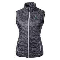Women's Cutter & Buck Black Tulane Green Wave Eco Full-Zip Puffer Vest