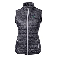 Women's Cutter & Buck Black Tulane Green Wave Eco Full-Zip Puffer Vest