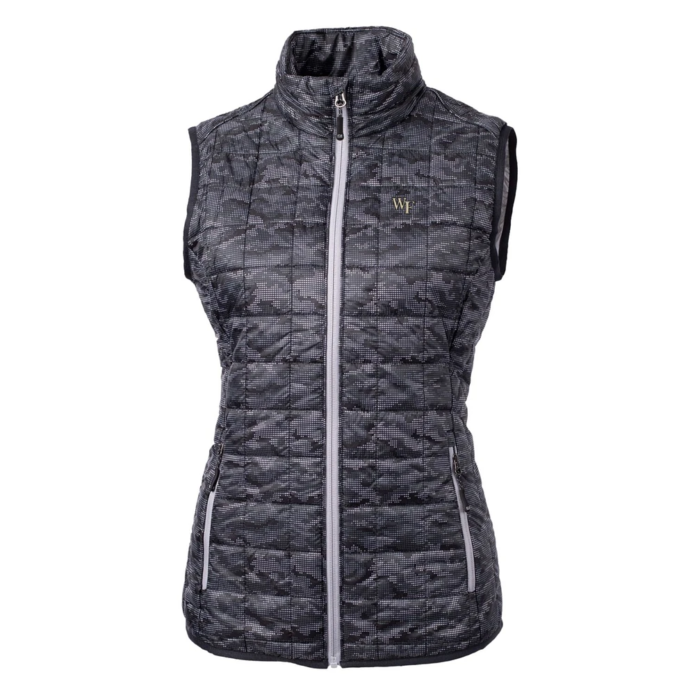 Women's Cutter & Buck Black Wake Forest Demon Deacons Eco Full-Zip Puffer Vest