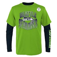Preschool Neon Green/College Navy Seattle Seahawks Game Day T-Shirt Combo Set