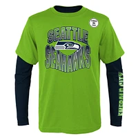 Preschool Neon Green/College Navy Seattle Seahawks Game Day T-Shirt Combo Set