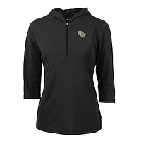 Women's Cutter & Buck Black UCF Knights Virtue Eco Pique Half-Zip 3/4 Sleeve Pullover Hoodie