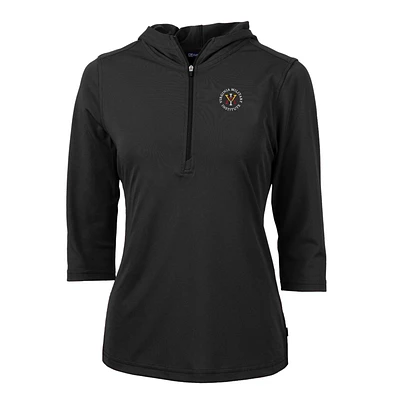 Women's Cutter & Buck Virginia Military Institute Keydets Virtue Eco Pique Half-Zip 3/4 Sleeve Pullover Hoodie