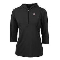 Women's Cutter & Buck San Diego State Aztecs Virtue Eco Pique Half-Zip 3/4 Sleeve Pullover Hoodie