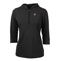Women's Cutter & Buck San Diego State Aztecs Virtue Eco Pique Half-Zip 3/4 Sleeve Pullover Hoodie