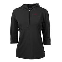 Women's Cutter & Buck Black Eastern Kentucky Colonels Virtue Eco Pique Half-Zip 3/4 Sleeve Pullover Hoodie