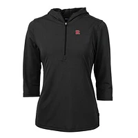 Women's Cutter & Buck Black Rutgers Scarlet Knights Virtue Eco Pique Half-Zip 3/4 Sleeve Pullover Hoodie