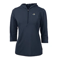 Women's Cutter & Buck Navy Montana State Bobcats Virtue Eco Pique Half-Zip 3/4 Sleeve Pullover Hoodie
