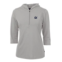 Women's Cutter & Buck Silver Cal Bears Virtue Eco Pique Half-Zip 3/4 Sleeve Pullover Hoodie