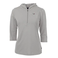 Women's Cutter & Buck Silver North Carolina Central Eagles Virtue Eco Pique Half-Zip 3/4 Sleeve Pullover Hoodie