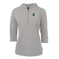 Women's Cutter & Buck Silver Charlotte 49ers Virtue Eco Pique Half-Zip 3/4 Sleeve Pullover Hoodie