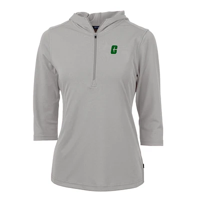 Women's Cutter & Buck Silver Charlotte 49ers Virtue Eco Pique Half-Zip 3/4 Sleeve Pullover Hoodie