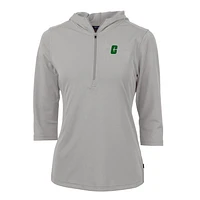 Women's Cutter & Buck Silver Charlotte 49ers Virtue Eco Pique Half-Zip 3/4 Sleeve Pullover Hoodie