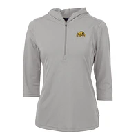 Women's Cutter & Buck Silver Bowie State Bulldogs Virtue Eco Pique Half-Zip 3/4 Sleeve Pullover Hoodie