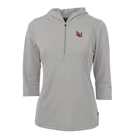 Women's Cutter & Buck Silver Lamar Cardinals Virtue Eco Pique Half-Zip 3/4 Sleeve Pullover Hoodie