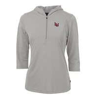Women's Cutter & Buck Silver Lamar Cardinals Virtue Eco Pique Half-Zip 3/4 Sleeve Pullover Hoodie