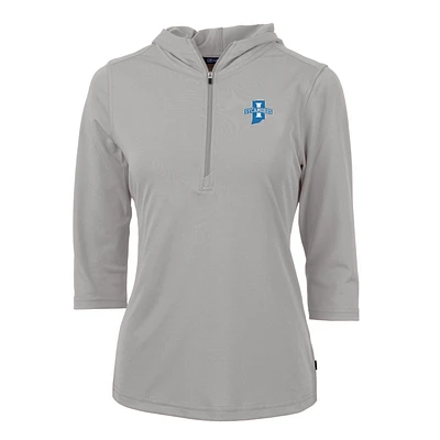 Women's Cutter & Buck Silver Indiana State Sycamores Virtue Eco Pique Half-Zip 3/4 Sleeve Pullover Hoodie