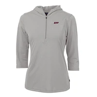 Women's Cutter & Buck Silver Eastern Kentucky Colonels Virtue Eco Pique Half-Zip 3/4 Sleeve Pullover Hoodie