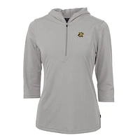 Women's Cutter & Buck Silver Wichita State Shockers Virtue Eco Pique Half-Zip 3/4 Sleeve Pullover Hoodie