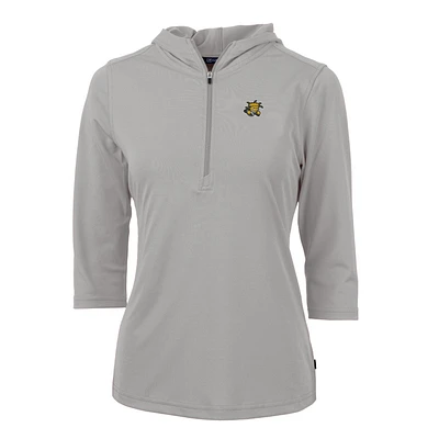 Women's Cutter & Buck Silver Wichita State Shockers Virtue Eco Pique Half-Zip 3/4 Sleeve Pullover Hoodie