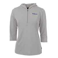 Women's Cutter & Buck Silver Pennsylvania Quakers Virtue Eco Pique Half-Zip 3/4 Sleeve Pullover Hoodie