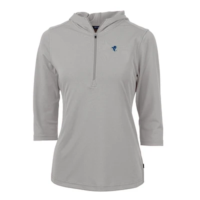 Women's Cutter & Buck Silver Seton Hall Pirates Virtue Eco Pique Half-Zip 3/4 Sleeve Pullover Hoodie