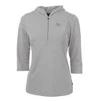 Women's Cutter & Buck Silver George Washington University Virtue Eco Pique Half-Zip 3/4 Sleeve Pullover Hoodie