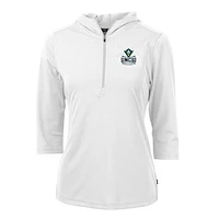 Women's Cutter & Buck White UNC Wilmington Seahawks Virtue Eco Pique Half-Zip 3/4 Sleeve Pullover Hoodie