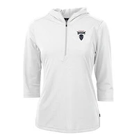 Women's Cutter & Buck White Howard Bison Virtue Eco Pique Half-Zip 3/4 Sleeve Pullover Hoodie