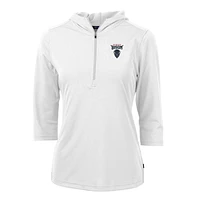 Women's Cutter & Buck White Howard Bison Virtue Eco Pique Half-Zip 3/4 Sleeve Pullover Hoodie