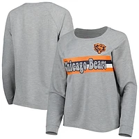 Juniors Heathered Gray Chicago Bears All Striped Up Raglan Long Sleeve T-Shirt