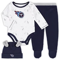 Newborn & Infant White/Navy Tennessee Titans Dream Team Bodysuit Pants & Hat Set