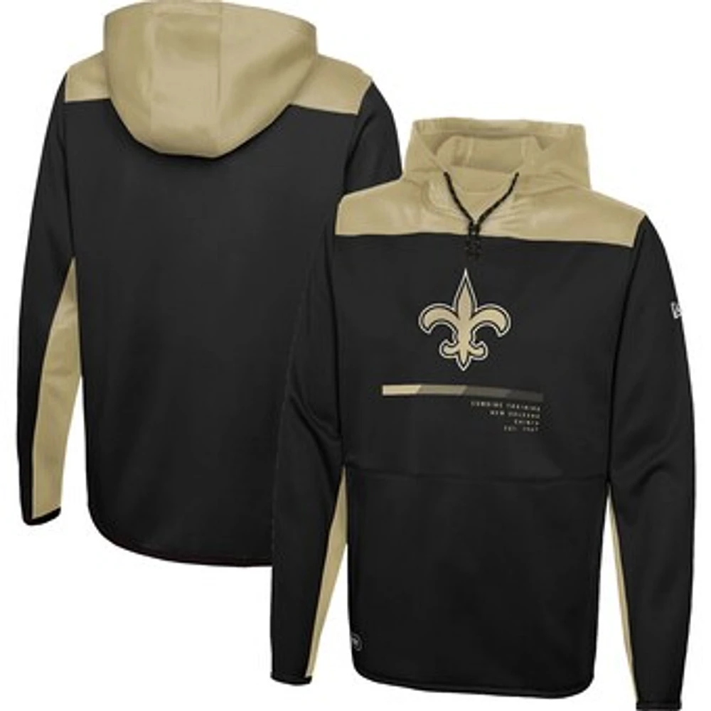 Men's New Era Black New Orleans Saints Combine Authentic Hard Hitter Pullover Hoodie