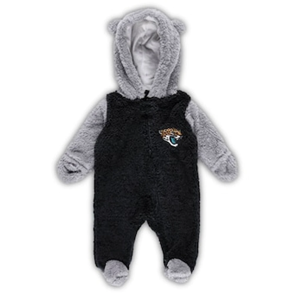 Newborn & Infant Black/Gray Jacksonville Jaguars Game Nap Teddy Fleece Bunting Full-Zip Sleeper