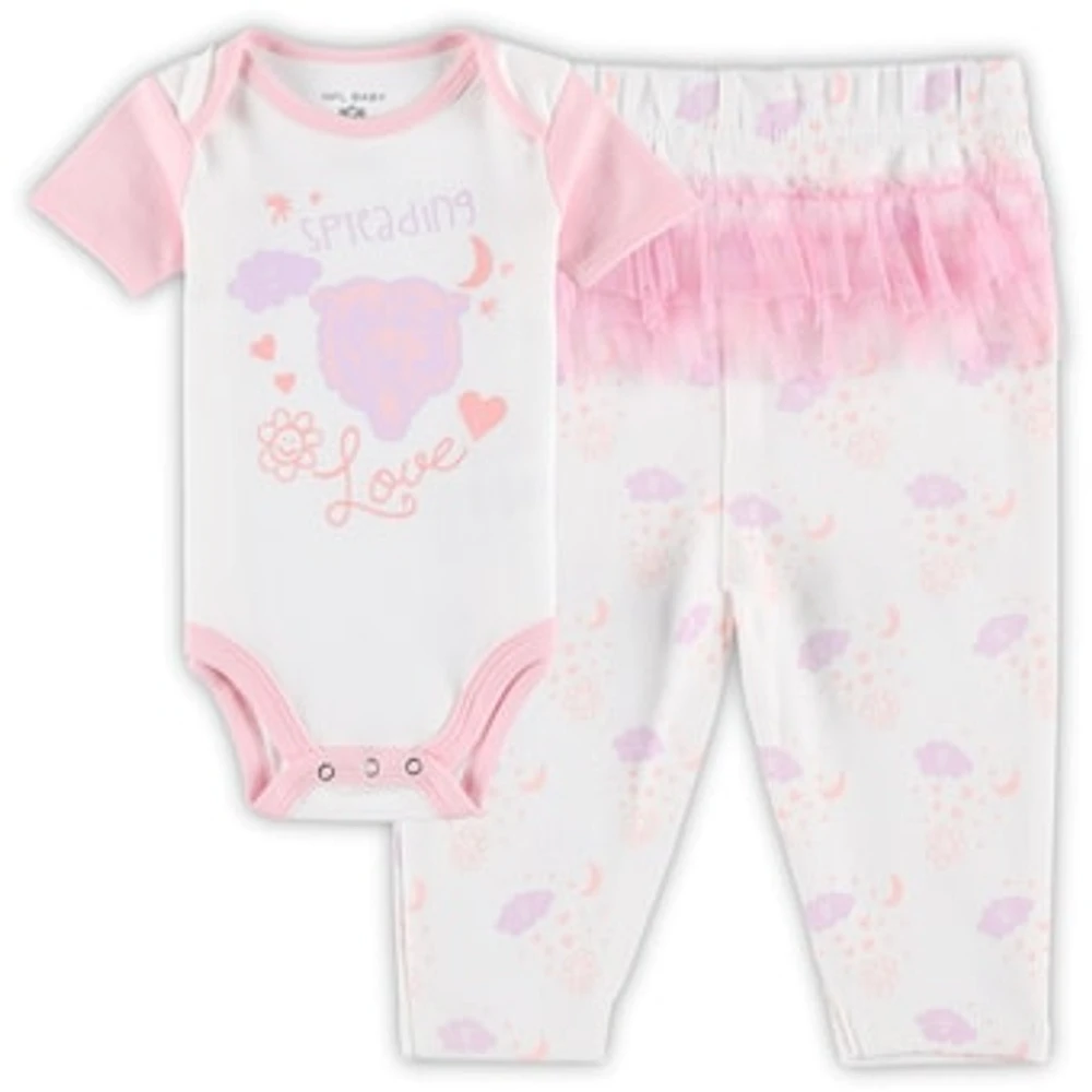 Girls Newborn & Infant White Chicago Bears Spreading Love Bodysuit and Tutu Leggings Set