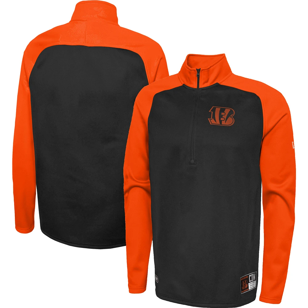 Men's New Era Black Cincinnati Bengals Combine Authentic O-Line Raglan Half-Zip Jacket