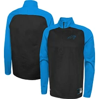 Men's New Era Black Carolina Panthers Combine Authentic O-Line Raglan Half-Zip Jacket