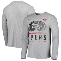 Men's New Era Heathered Gray San Francisco 49ers Combine Authentic Red Zone Long Sleeve T-Shirt