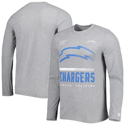 Men's New Era Heathered Gray Los Angeles Chargers Combine Authentic Red Zone Long Sleeve T-Shirt